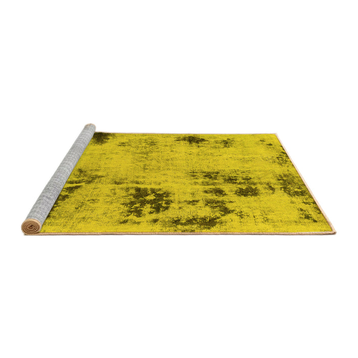 Sideview of Machine Washable Persian Yellow Bohemian Rug, wshabs1998yw