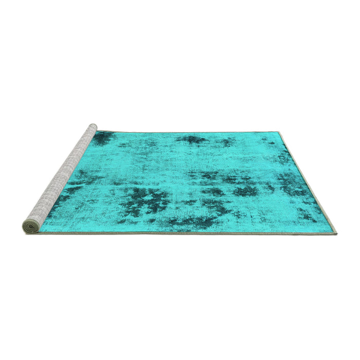 Sideview of Machine Washable Persian Turquoise Bohemian Area Rugs, wshabs1998turq
