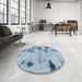 Round Abstract Koi Blue Persian Rug in a Office, abs1998