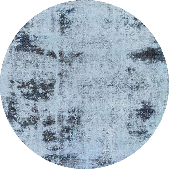 Round Machine Washable Abstract Koi Blue Rug, wshabs1998