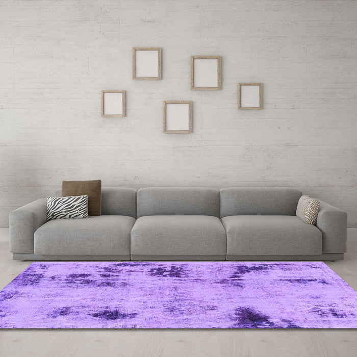 Machine Washable Persian Purple Bohemian Area Rugs in a Living Room, wshabs1998pur