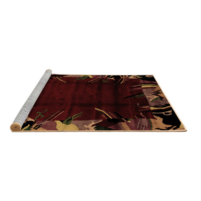 Sideview of Machine Washable Abstract Brown Modern Rug, wshabs1999brn