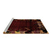 Sideview of Machine Washable Abstract Brown Modern Rug, wshabs1999brn