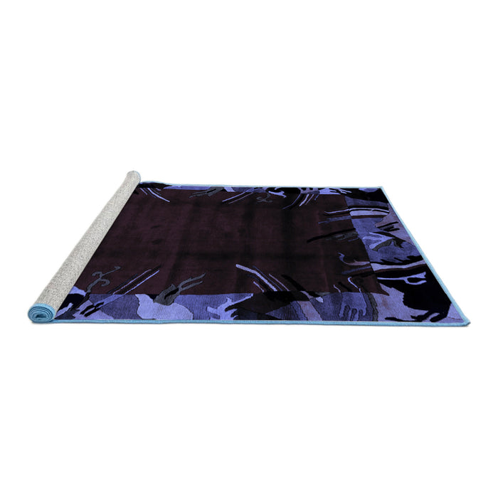 Sideview of Machine Washable Abstract Blue Modern Rug, wshabs1999blu