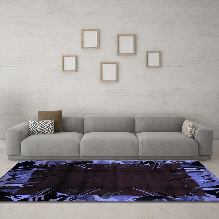 Machine Washable Abstract Blue Modern Rug in a Living Room, wshabs1999blu