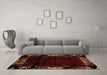 Machine Washable Abstract Brown Modern Rug in a Living Room,, wshabs1999brn