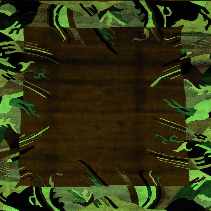 Square Abstract Green Modern Rug, abs1999grn