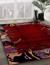 Abstract Chestnut Brown Modern Rug, abs1999