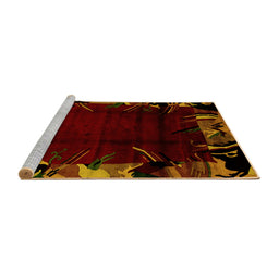 Sideview of Machine Washable Abstract Yellow Modern Rug, wshabs1999yw
