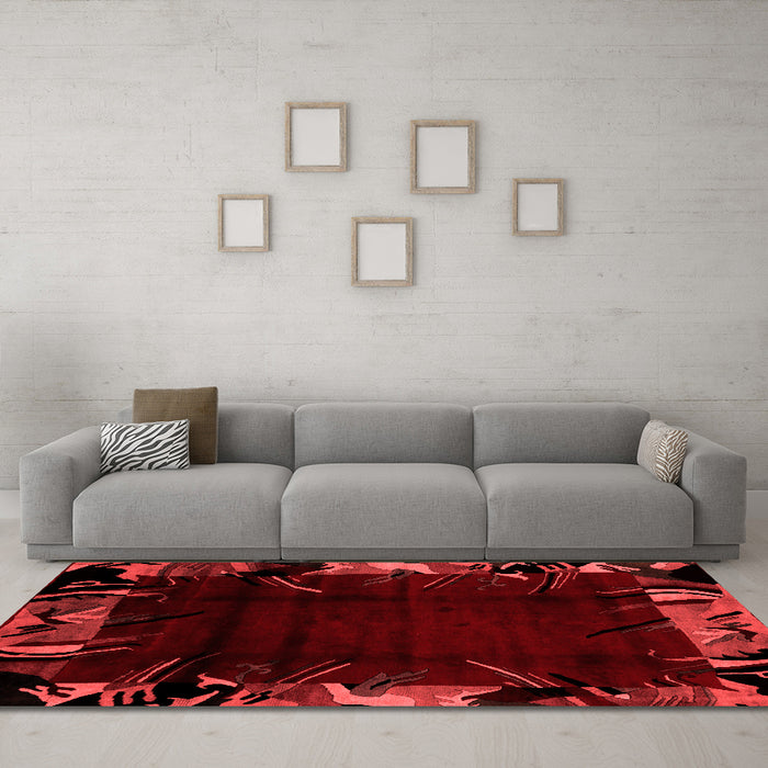 Modern Red Washable Rugs