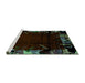 Sideview of Machine Washable Abstract Turquoise Modern Area Rugs, wshabs1999turq