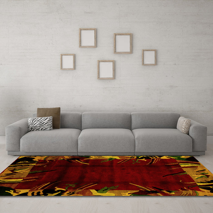 Machine Washable Abstract Yellow Modern Rug in a Living Room, wshabs1999yw