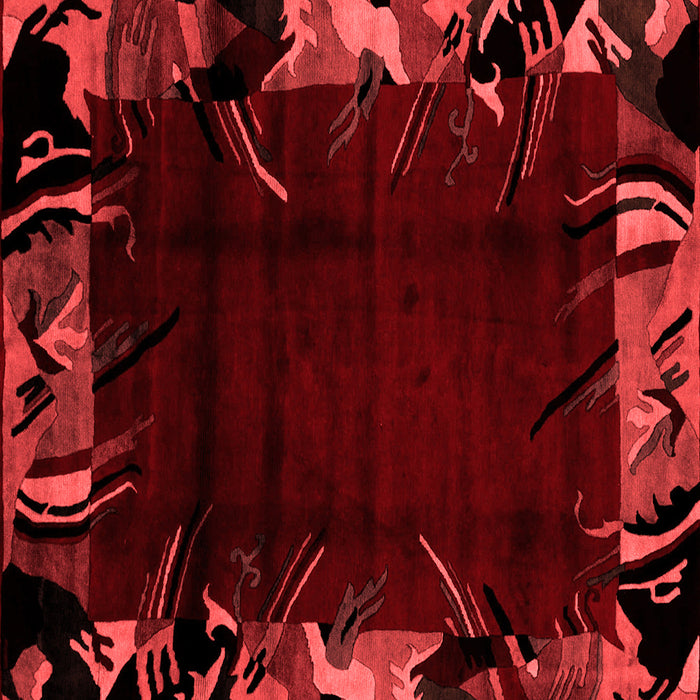 Machine Washable Abstract Red Modern Rug, wshabs1999red