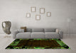 Machine Washable Abstract Green Modern Area Rugs in a Living Room,, wshabs1999grn