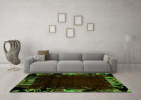 Machine Washable Abstract Green Modern Rug, wshabs1999grn