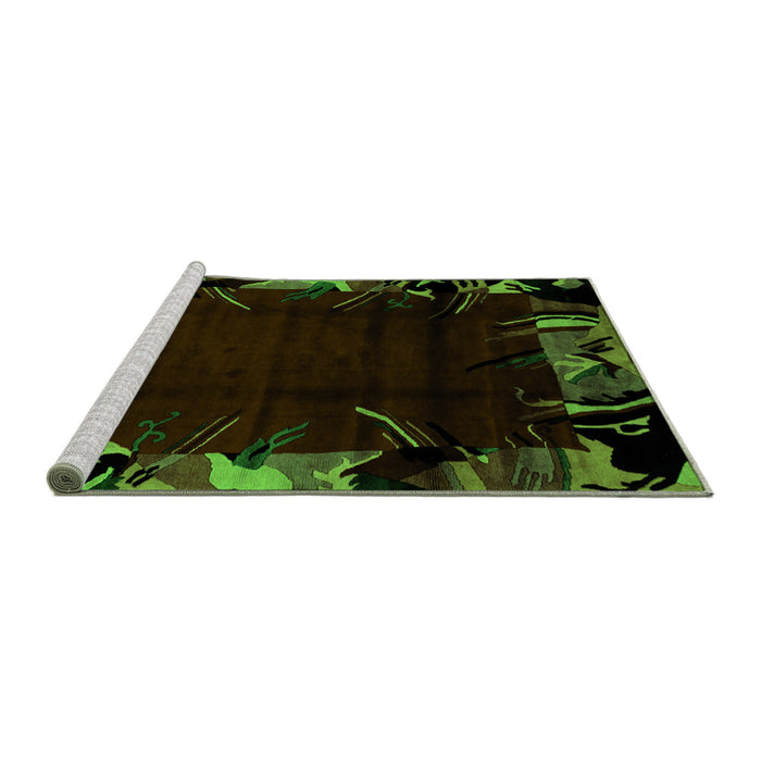 Sideview of Machine Washable Abstract Green Modern Area Rugs, wshabs1999grn