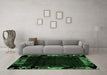 Machine Washable Abstract Emerald Green Modern Area Rugs in a Living Room,, wshabs1999emgrn