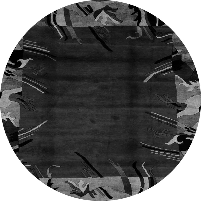 Round Machine Washable Abstract Gray Modern Rug, wshabs1999gry