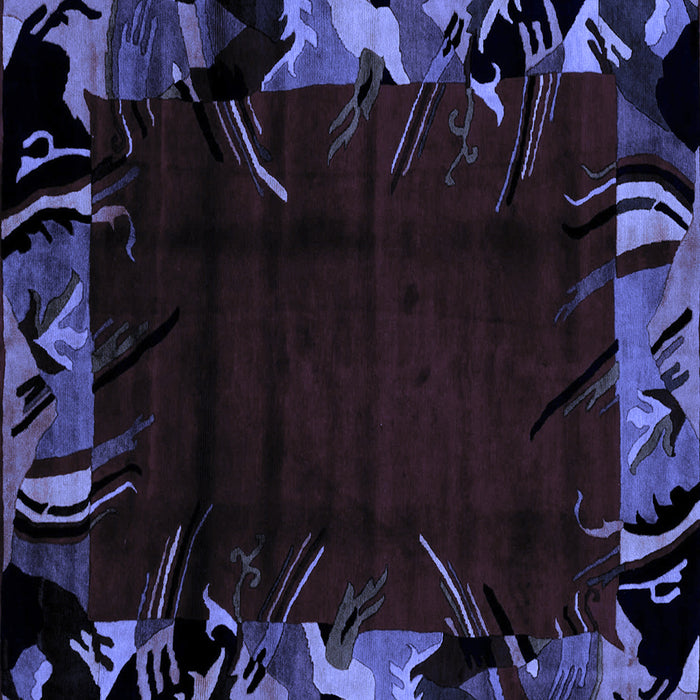 Square Machine Washable Abstract Blue Modern Rug, wshabs1999blu