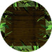 Round Abstract Green Modern Rug, abs1999grn