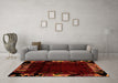 Machine Washable Abstract Orange Modern Area Rugs in a Living Room, wshabs1999org