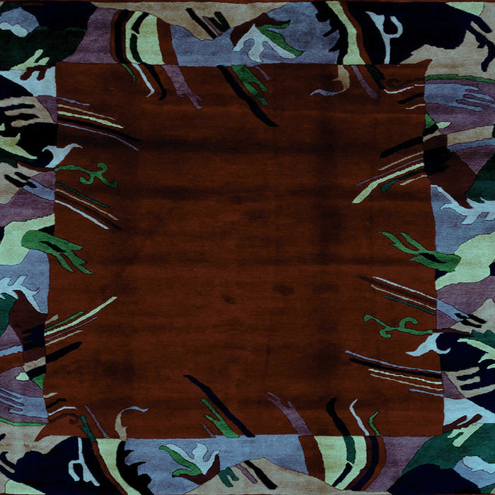 Square Abstract Light Blue Modern Rug, abs1999lblu