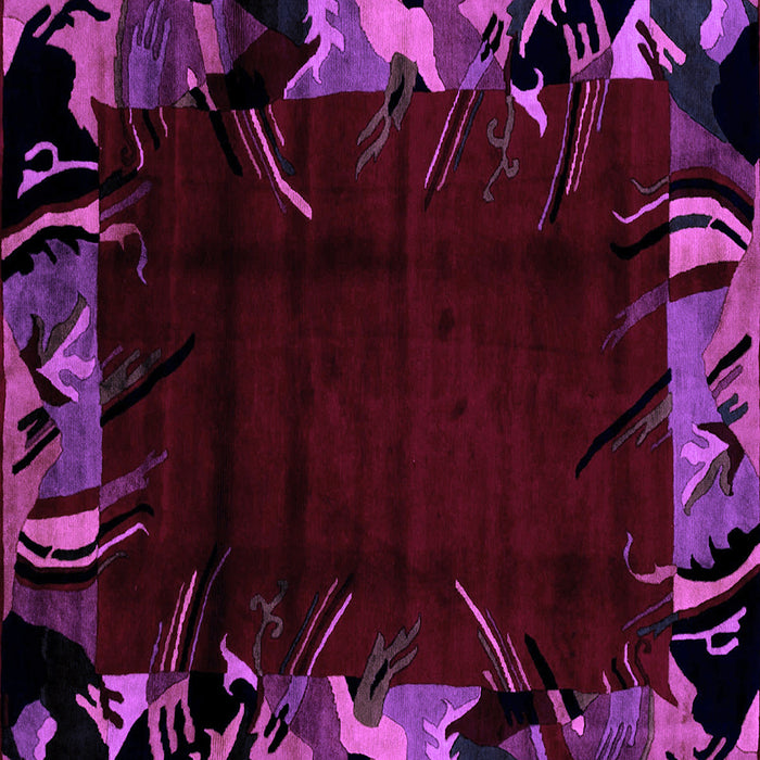 Square Machine Washable Abstract Purple Modern Area Rugs, wshabs1999pur