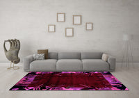 Machine Washable Abstract Pink Modern Rug, wshabs1999pnk