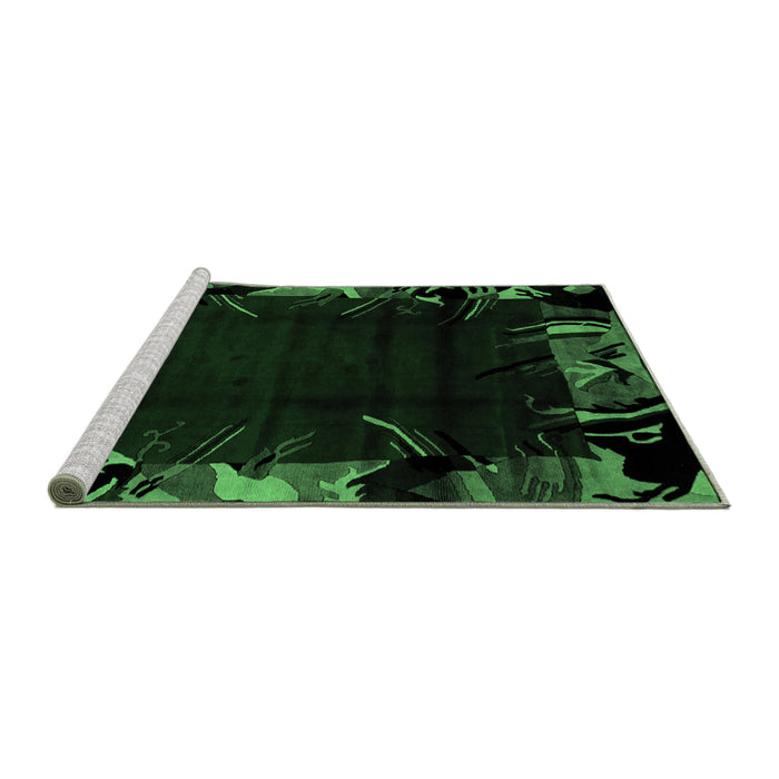 Sideview of Machine Washable Abstract Emerald Green Modern Area Rugs, wshabs1999emgrn