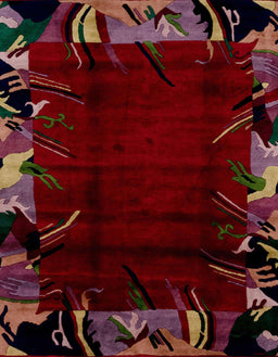 Abstract Chestnut Brown Modern Rug, abs1999