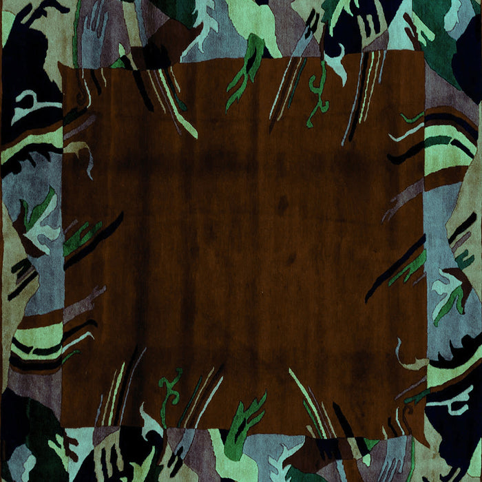 Square Abstract Turquoise Modern Rug, abs1999turq