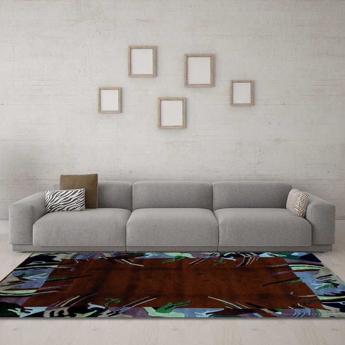 Machine Washable Abstract Light Blue Modern Rug in a Living Room, wshabs1999lblu