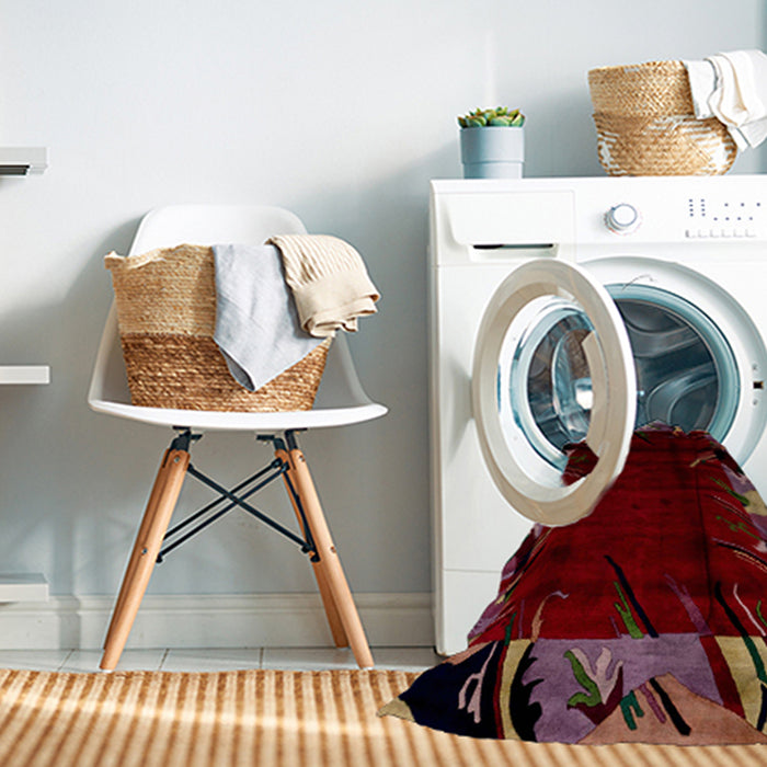 Machine Washable Abstract Chestnut Brown Rug in a Washing Machine, wshabs1999