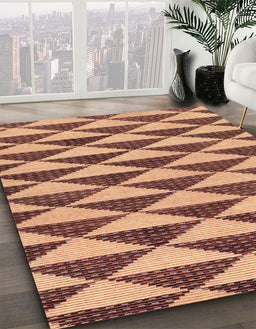 Machine Washable Abstract Brown Red Rug in a Family Room, wshabs199