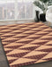 Machine Washable Abstract Brown Red Rug in a Family Room, wshabs199