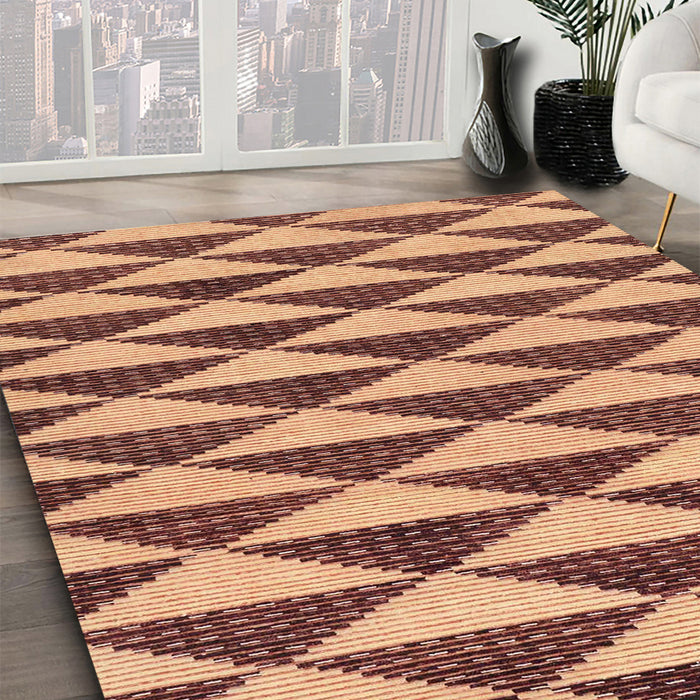 Machine Washable Abstract Brown Red Rug in a Family Room, wshabs199