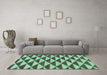 Machine Washable Abstract Turquoise Modern Area Rugs in a Living Room,, wshabs199turq