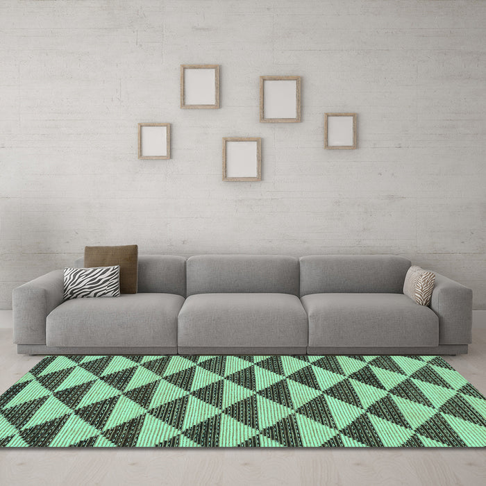 Machine Washable Abstract Turquoise Modern Area Rugs in a Living Room,, wshabs199turq