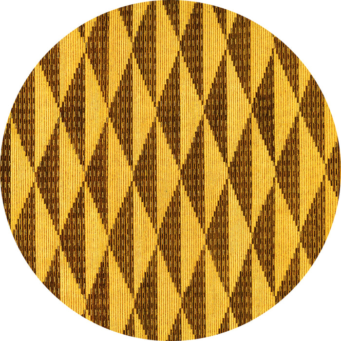 Round Machine Washable Abstract Yellow Modern Rug, wshabs199yw