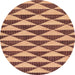 Round Machine Washable Abstract Brown Red Rug, wshabs199