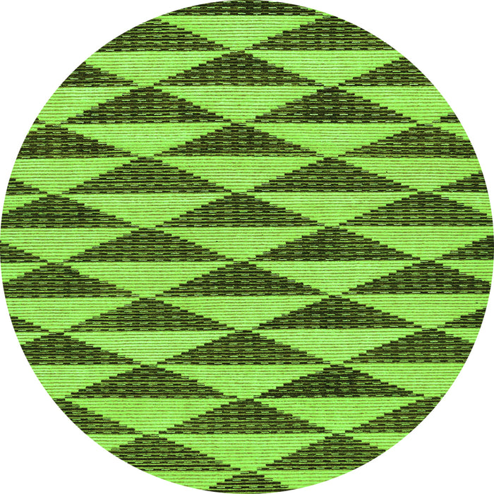 Round Machine Washable Abstract Green Modern Area Rugs, wshabs199grn