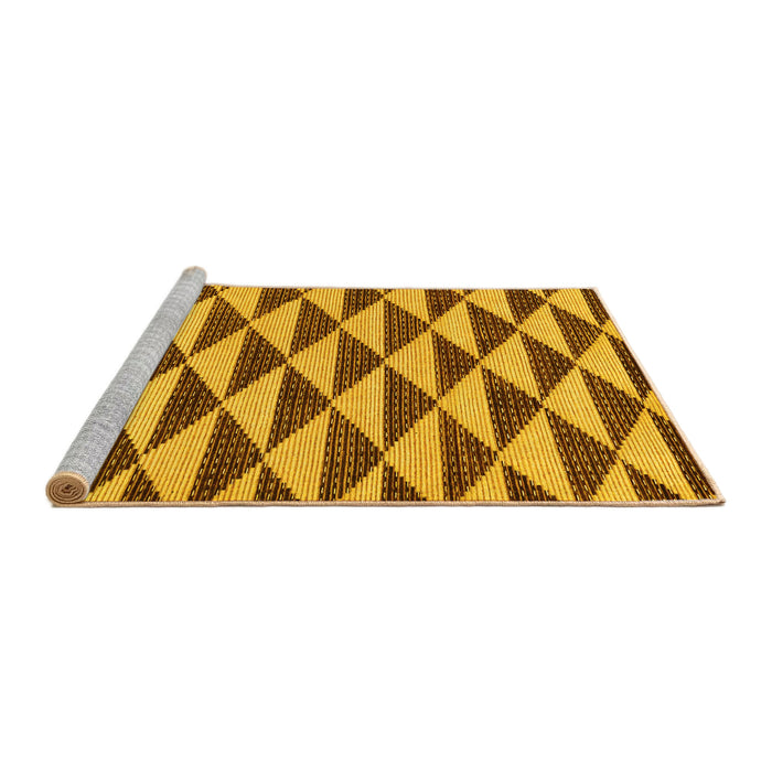 Sideview of Machine Washable Abstract Yellow Modern Rug, wshabs199yw