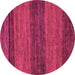 Round Machine Washable Abstract Pink Modern Rug, wshabs19pnk