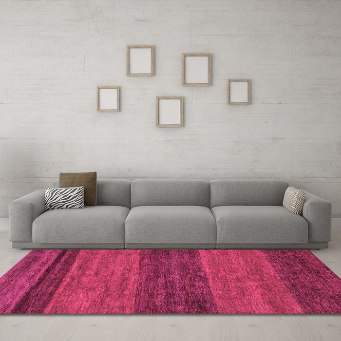 Machine Washable Abstract Pink Modern Rug in a Living Room, wshabs19pnk