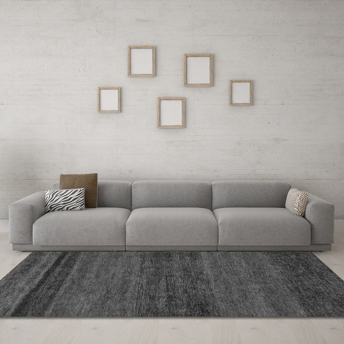 Machine Washable Abstract Gray Modern Rug in a Living Room,, wshabs19gry