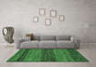 Machine Washable Abstract Emerald Green Modern Area Rugs in a Living Room,, wshabs19emgrn