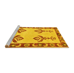 Sideview of Machine Washable Oriental Yellow Modern Rug, wshabs1yw