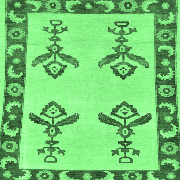 Square Machine Washable Oriental Emerald Green Modern Area Rugs, wshabs1emgrn