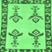 Square Machine Washable Oriental Emerald Green Modern Area Rugs, wshabs1emgrn