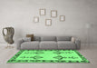 Machine Washable Oriental Emerald Green Modern Area Rugs in a Living Room,, wshabs1emgrn